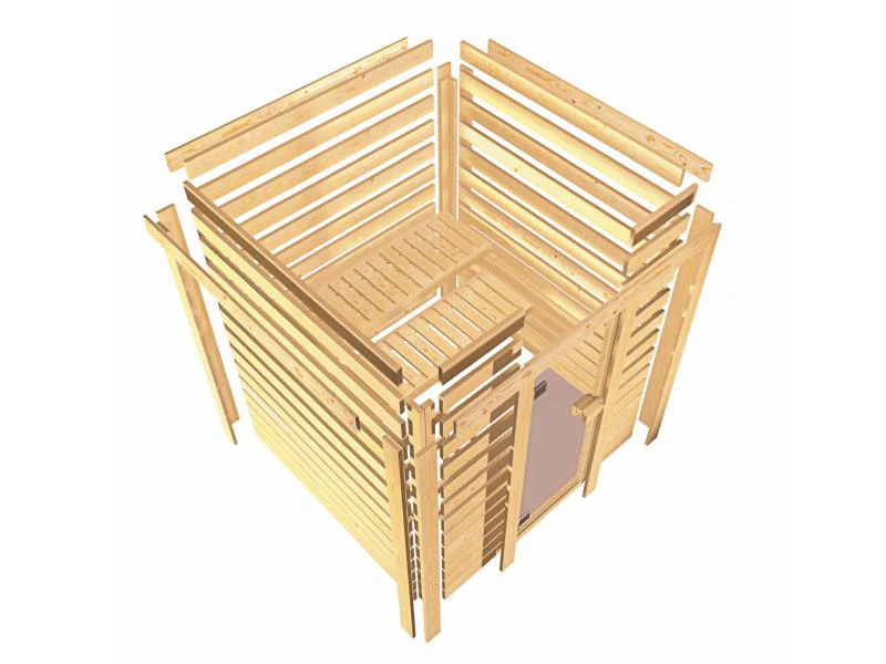 Karibu Sauna Adelina inkl. 9 kW Ofen integr. Steuerung mit klassischer Saunatür -ohne Dachkranz- - Image 9