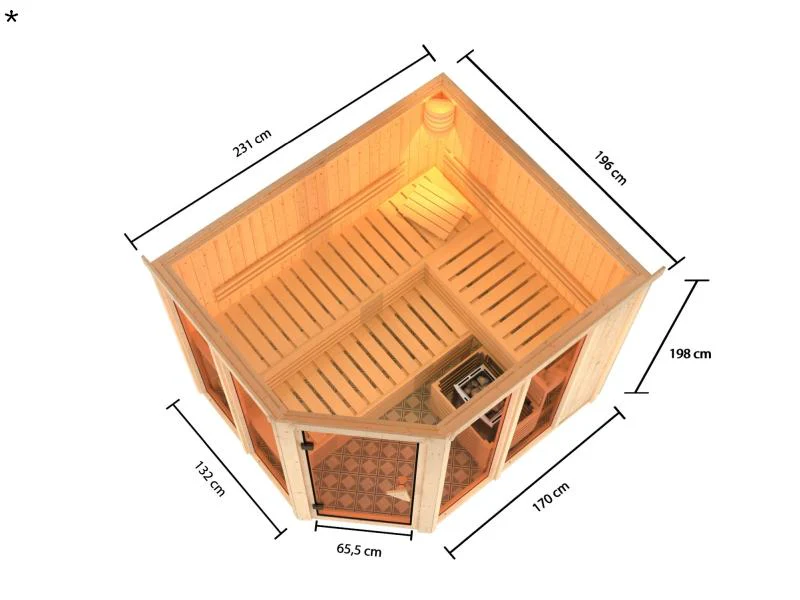 Karibu Sauna Ainur mit 9 kW Ofen Ext. Strg 68 mm - Image 3