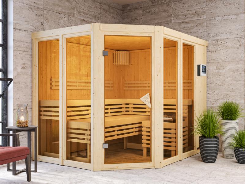 Karibu Sauna Ainur mit 9 kW Ofen Ext. Strg 68 mm - Image 4