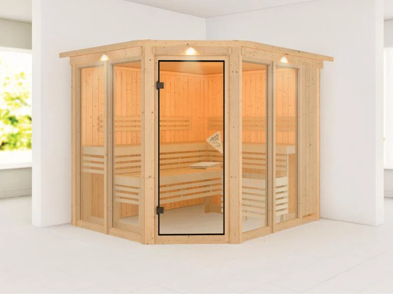 Karibu Sauna Ainur mit Dachkranz ohne Ofen 68 mm - Image 4