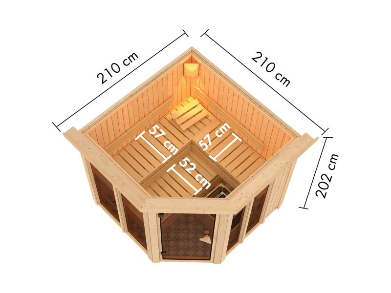 Karibu Sauna Airi, ohne Ofen - mit Dachkranz - - Image 4