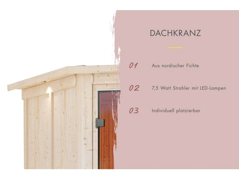 Karibu Sauna Airi, ohne Ofen - mit Dachkranz - - Image 7