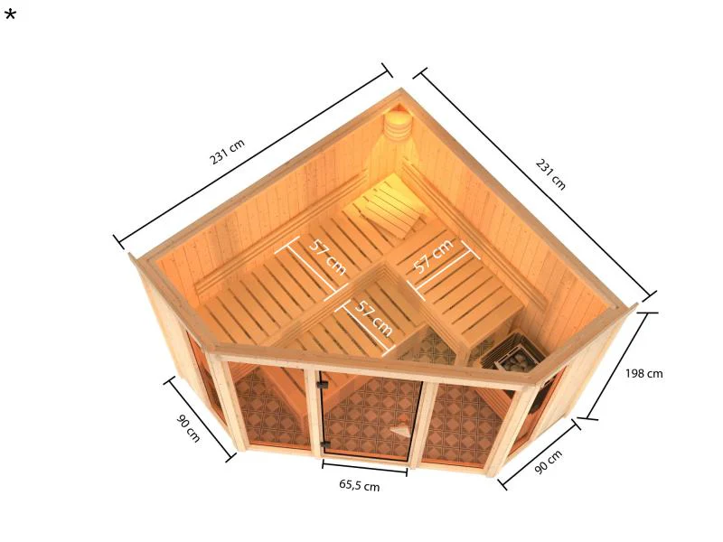Karibu Sauna Alcinda ohne Ofen 68 mm - Image 3