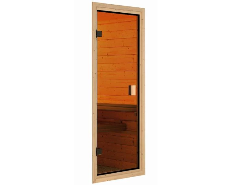 Karibu Sauna Antonia inkl. 9 kW Ofen integr. Steuerung mit klassischer Saunatür -mit Dachkranz- - Image 5