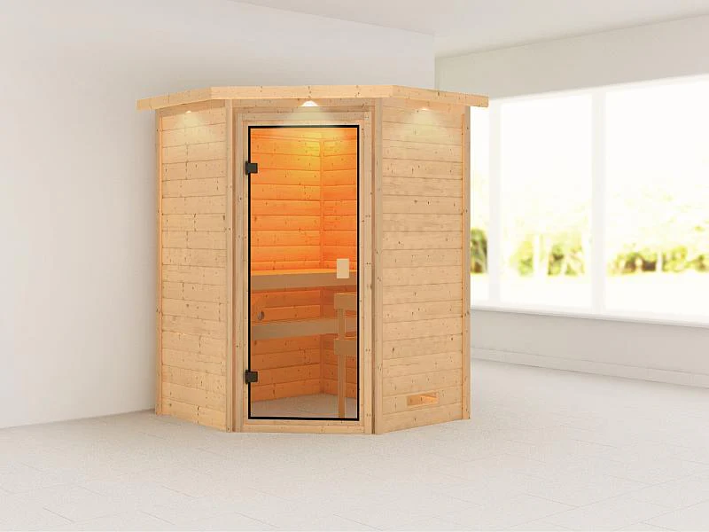 Karibu Sauna Antonia mit Dachkranz 38 mm