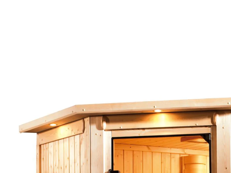 Karibu Sauna Askja 68 mm- 9 kW Ofen integr.Strg- mit Dachkranz - Image 4