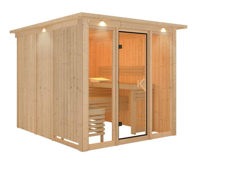 Karibu Sauna Askja Ohne Ofen- mit Dachkranz 68 mm - Image 2