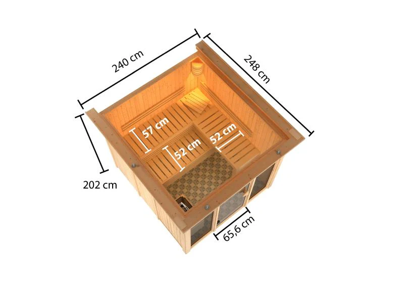 Karibu Sauna Askja Ohne Ofen- mit Dachkranz 68 mm - Image 3