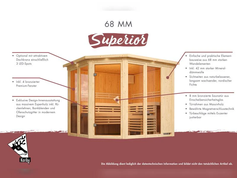 Karibu Sauna Avari 2 - ohne Ofen - ohne Dachkranz - Image 6
