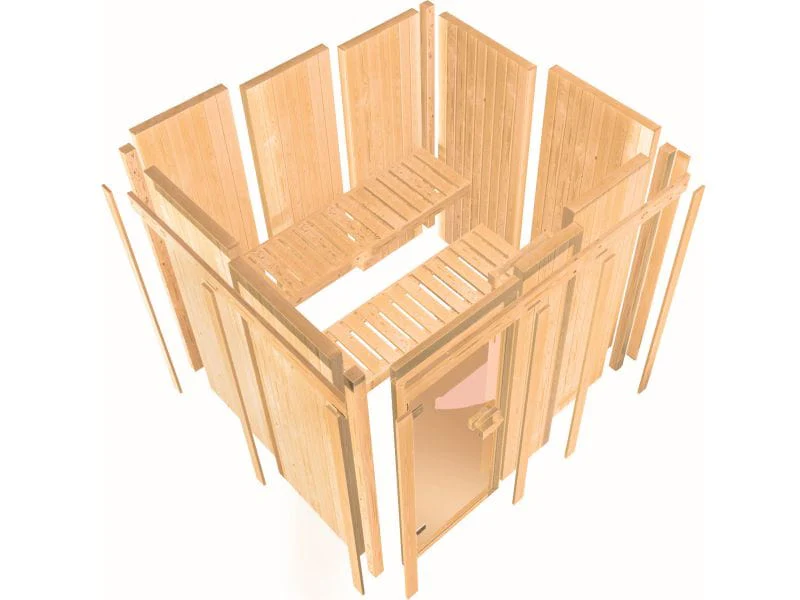 Karibu Sauna Bodin inkl. 9 kW Ofen externer Steuerung, mit energiesparender Saunatür -ohne Dachkranz - Image 10