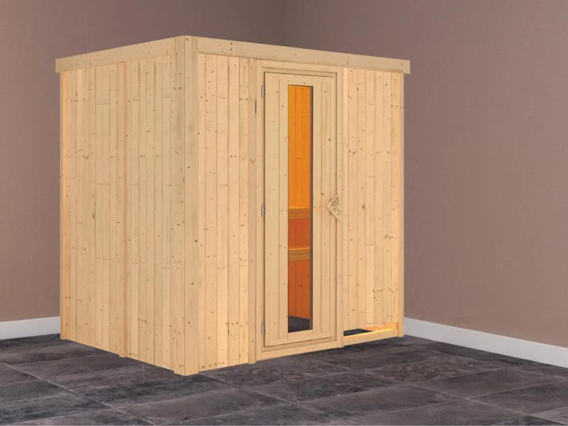 Karibu Sauna Bodin ohne Ofen, ohne Dachkranz, mit energiesparender Saunatür - Image 2