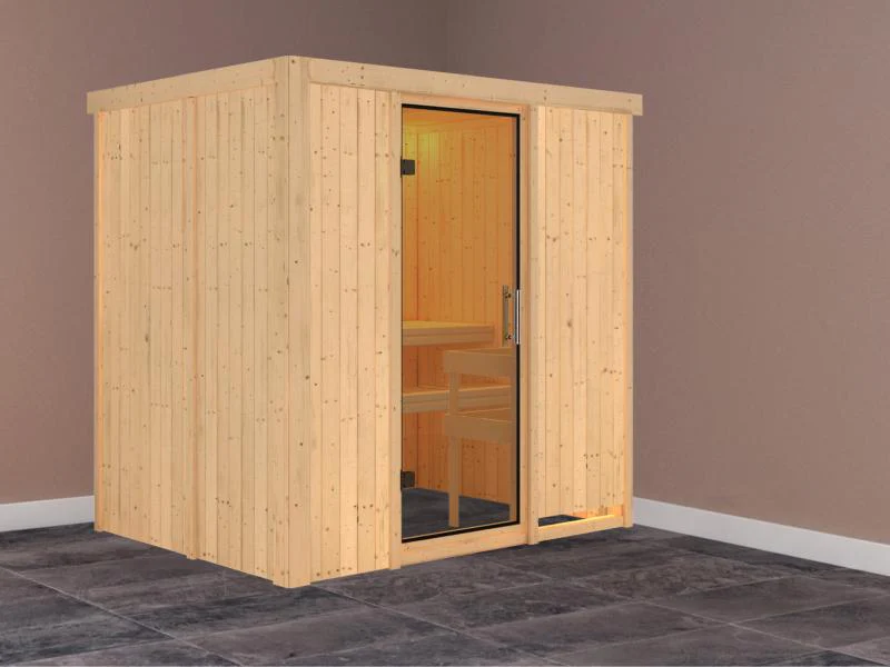 Karibu Sauna Bodin ohne Ofen, ohne Dachkranz, mit Ganzglas Klarglastür - Image 2