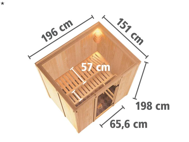 Karibu Sauna Bodin ohne Ofen, ohne Dachkranz, mit Ganzglas Klarglastür - Image 3