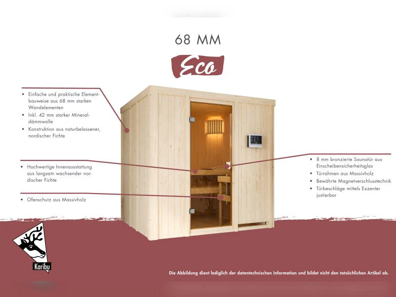 Karibu Sauna Bodo 68 mm inkl. 9 kW Ofen integr. Steuerung - Image 10