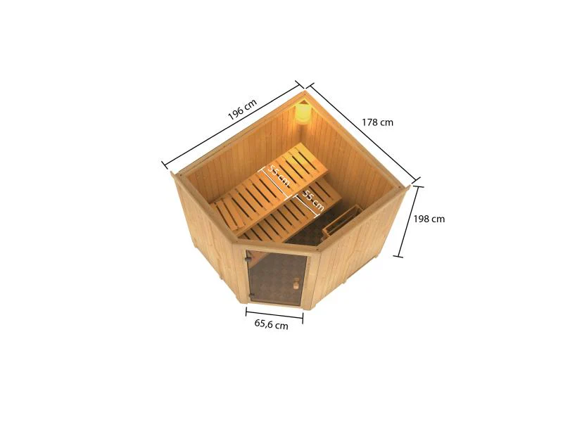 Karibu Sauna Bodo 68 mm inkl. 9 kW Ofen integr. Steuerung - Image 3