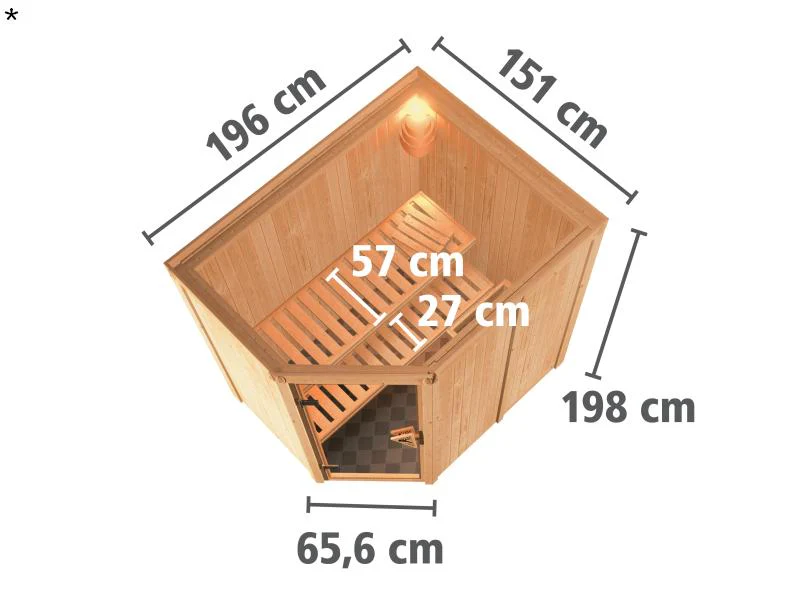 Karibu Sauna Carin ohne Ofen, ohne Dachkranz, mit moderner Saunatür - Image 3