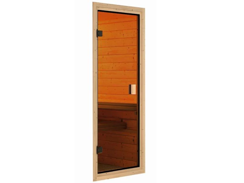 Karibu Sauna Faurin inkl. 9 kW Bioofen ext. Steuerung mit klassischer Saunatür -ohne Dachkranz- - Image 6