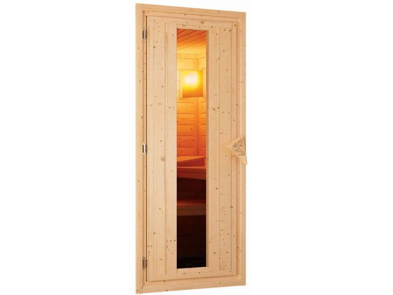 Karibu Sauna Gobin inkl. 9-kW-Ofen mit interner Steuerung, mit Dachkranz, mit energiesparender Sauna - Image 5