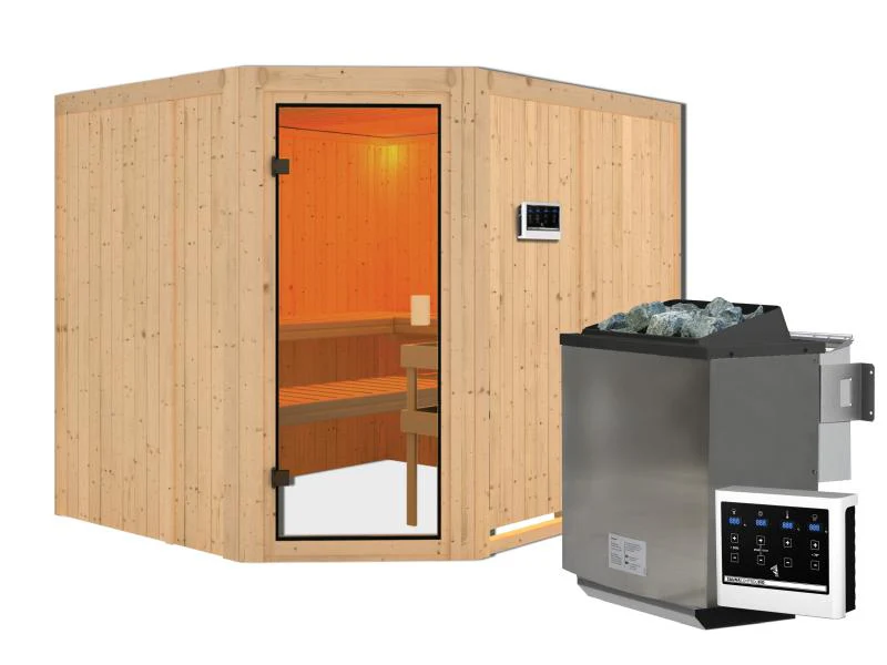 Karibu Sauna Horna 68 mm inkl. 9 kW Bioofen ext. Strg - Image 2
