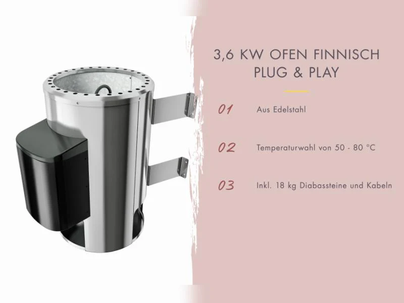 Karibu Sauna Irava 1 - inkl. 3,6 kW Ofen ext. Steuerung - Image 5
