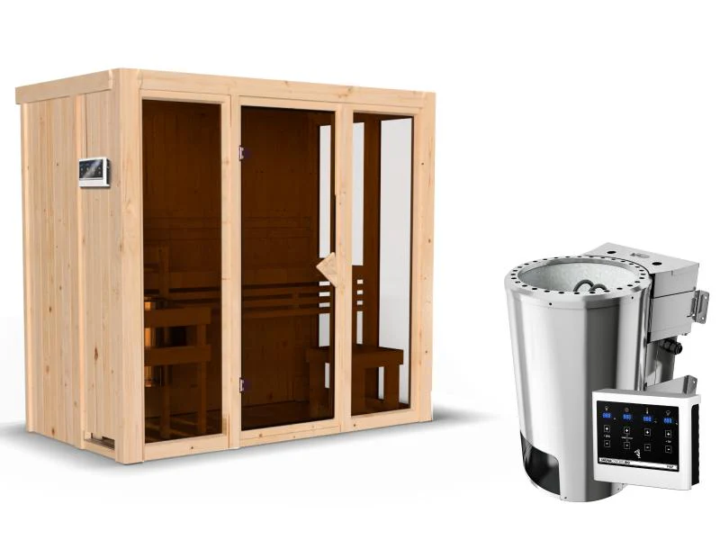 Karibu Sauna Irava 2 inkl. 3,6 kW Bioofen ext. Steuerung - Image 2