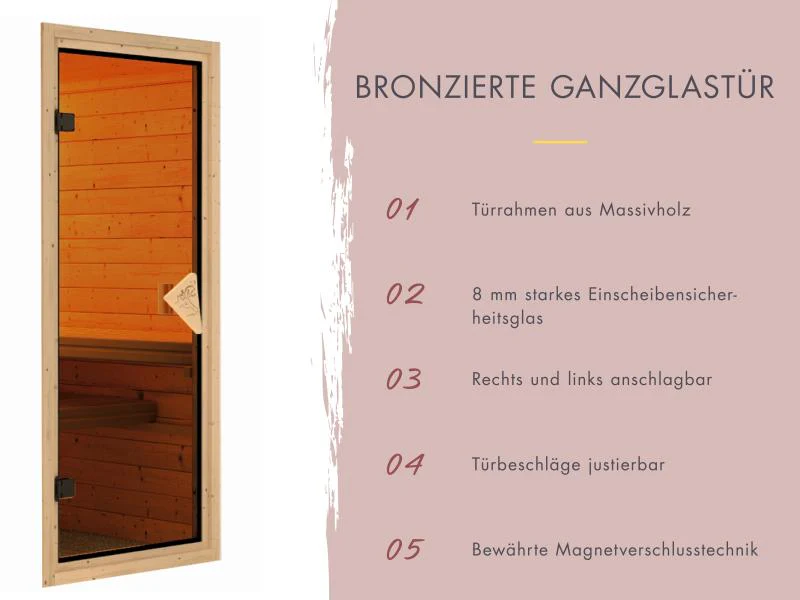 Karibu Sauna Irava 2 inkl. 3,6 kW Bioofen ext. Steuerung - Image 7