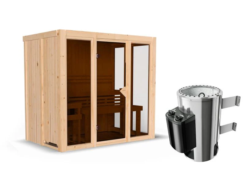 Karibu Sauna Irava 3 inkl. 3,6 kW Ofen integr. Steuerung - Image 2