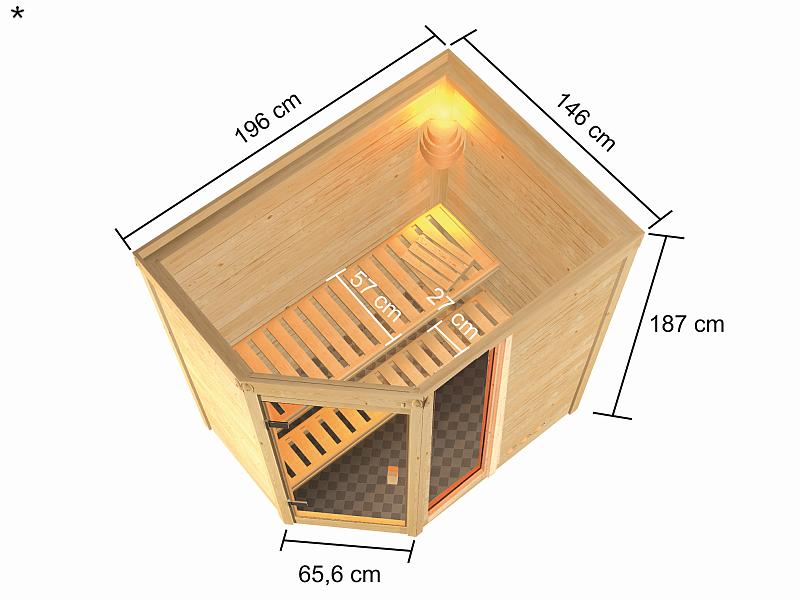Karibu Sauna Jada mit 9 kW Bioofen ext. Strg 38 mm - Image 3