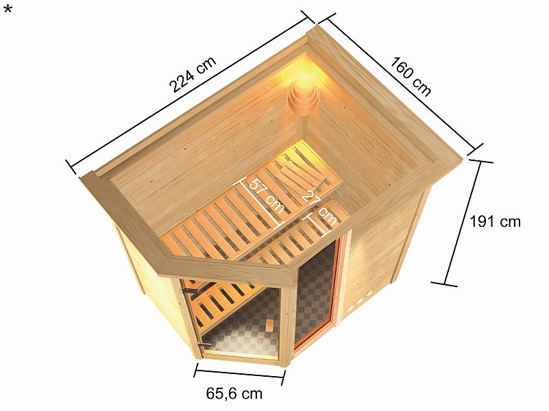 Karibu Sauna Jada mit Dachkranz 38 mm - Image 3