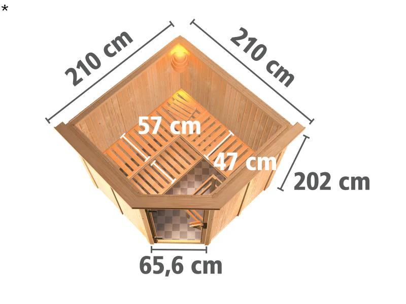 Karibu Sauna Jarin ohne Ofen, mit Dachkranz, mit energiesparender Saunatür - Image 3
