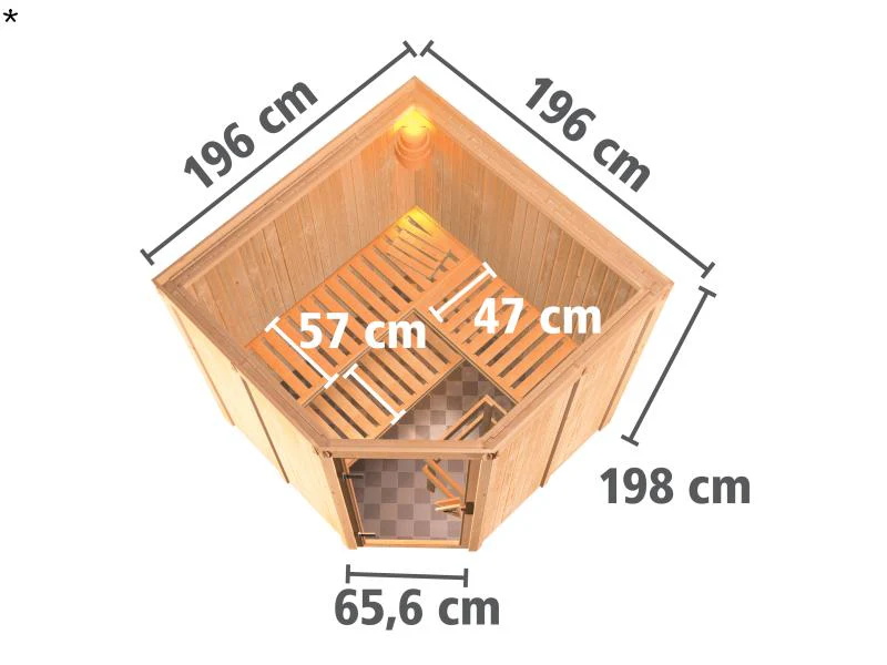 Karibu Sauna Jarin ohne Ofen, ohne Dachkranz, mit moderner Saunatür - Image 3