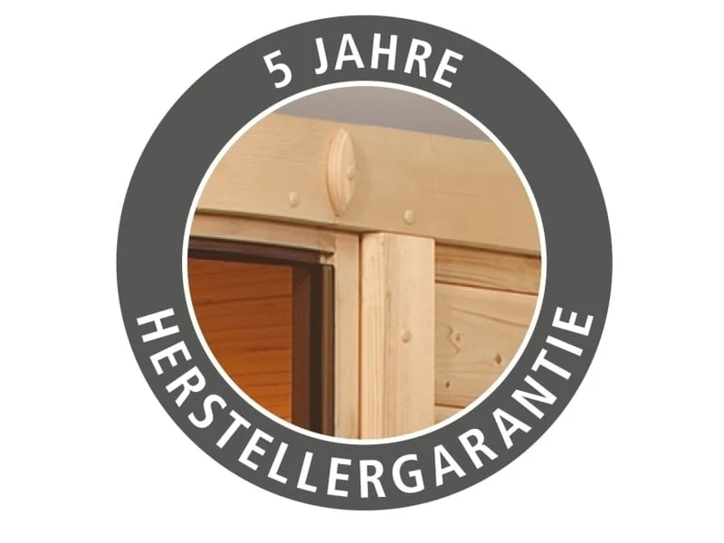 Karibu Sauna Jella inkl. 9 kW Bioofen ext. Steuerung mit klassischer Saunatür -mit Dachkranz- - Image 11