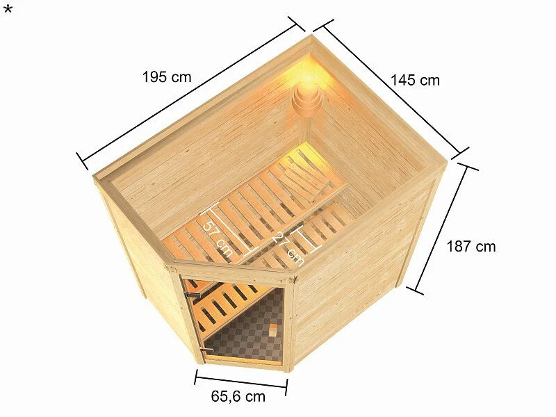 Karibu Sauna Jella mit 3,6 kW Bioofen ext. Strg 38 mm - Image 3