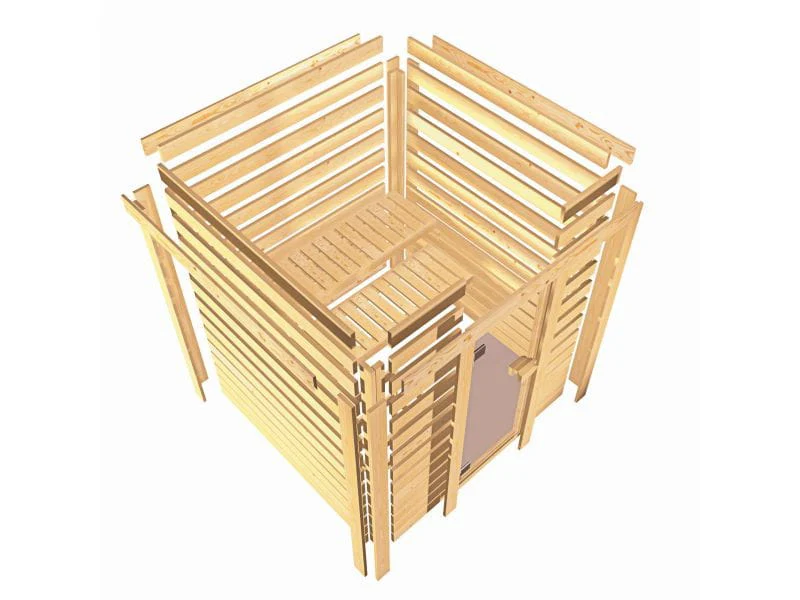 Karibu Sauna Jella mit 3,6 kW Ofen integr. Strg 38 mm - Image 7