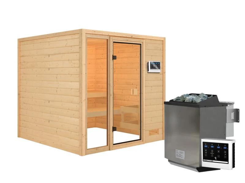 Karibu Sauna Jutta mit 9 kW Bioofen ext. Strg 38 mm - Image 2