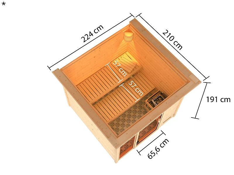 Karibu Sauna Jutta mit 9 kW Bioofen ext. Strg und Dachkranz 38 mm - Image 3