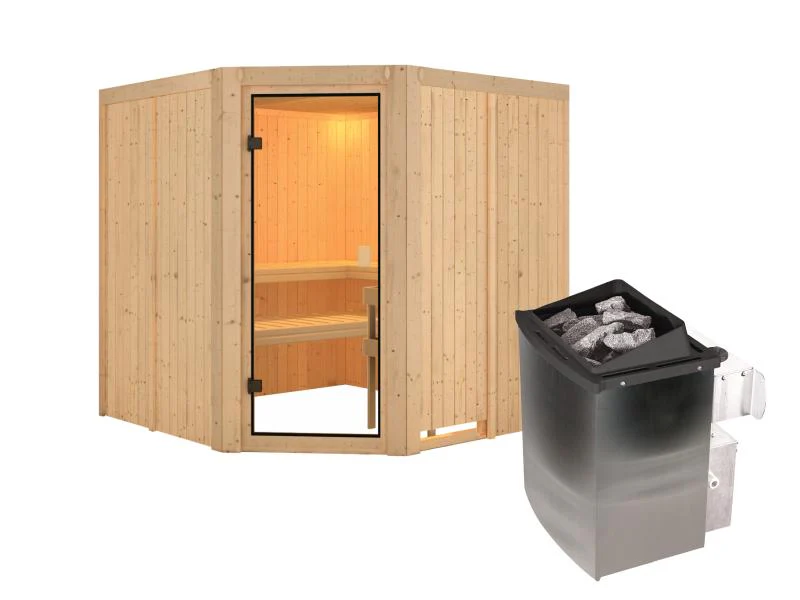 Karibu Sauna Kotka 68 mm inkl. 9 kW Ofen integrierte Steuerung - Image 2