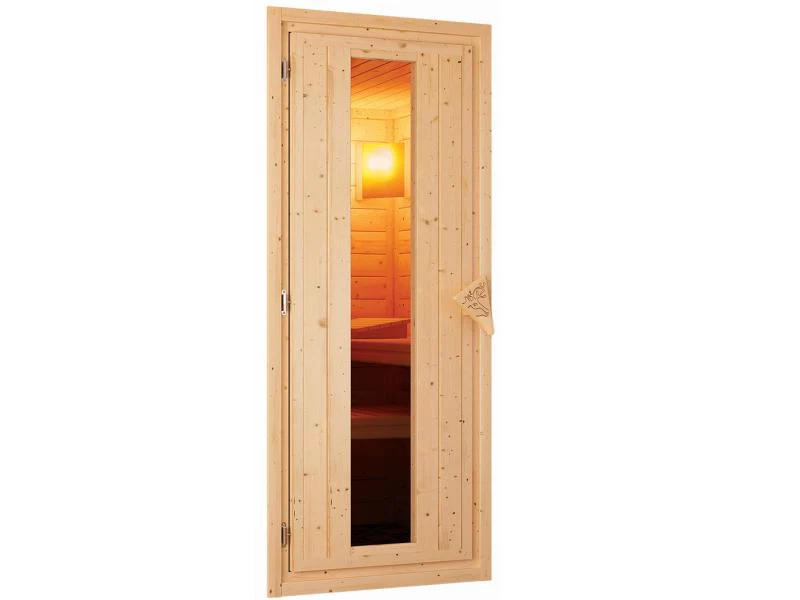 Karibu Sauna Larin inkl. 9 kW Bioofen mit externer Steuerung, mit Dachkranz, mit energiesparender Sa - Image 9