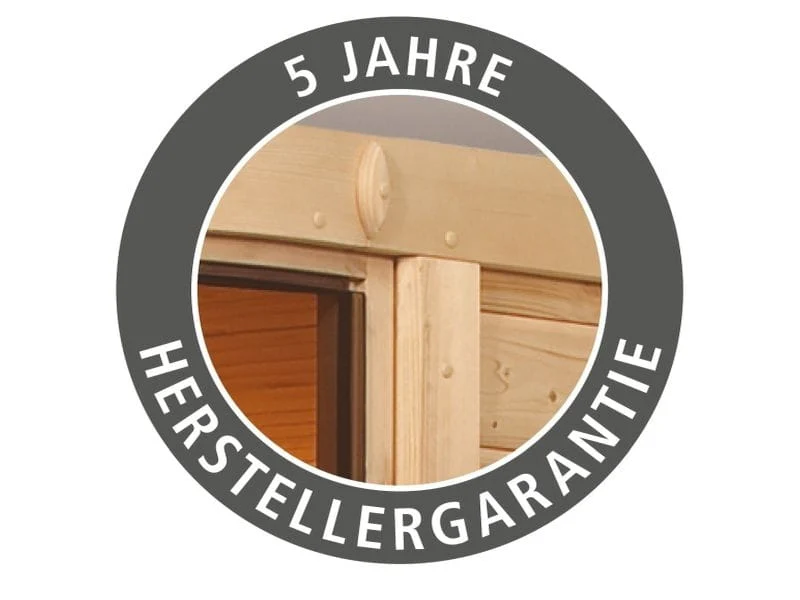 Karibu Sauna Larin inkl. 9 kW Ofen externer Steuerung, mit moderner Saunatür - ohne Dachkranz - - Image 12