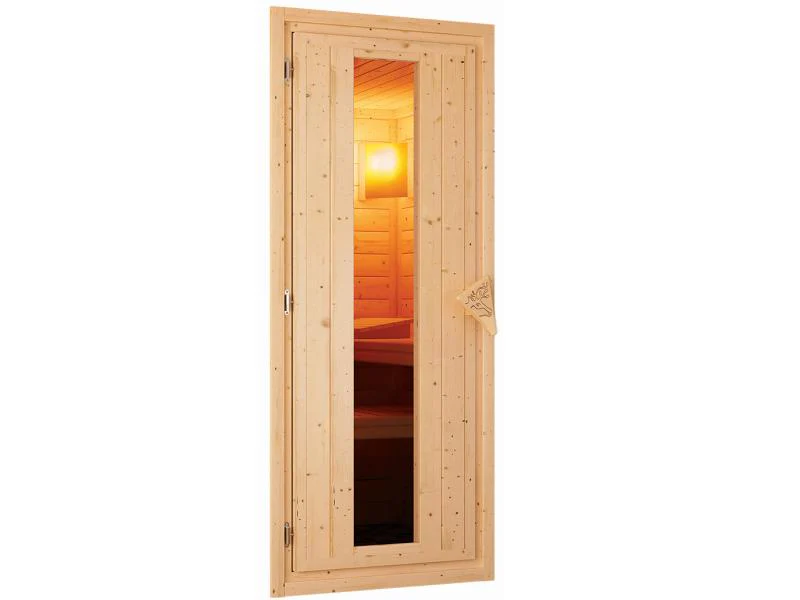 Karibu Sauna Larin inkl. 9 kW Ofen mit externer Steuerung, ohne Dachkranz, mit energiesparender Saun - Image 8
