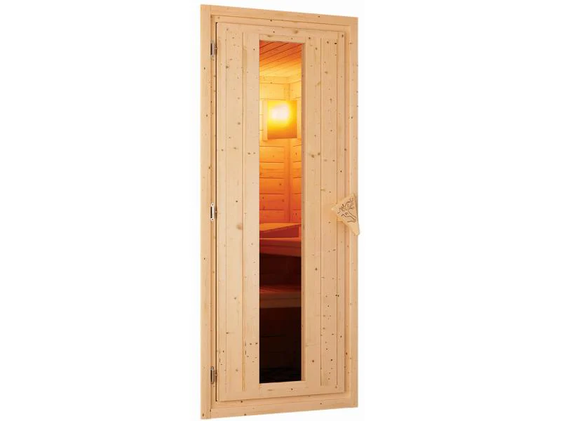 Karibu Sauna Larin inkl. 9 kW Ofen mit integr. Steuerung, ohne Dachkranz, mit energiesparender Sauna - Image 6