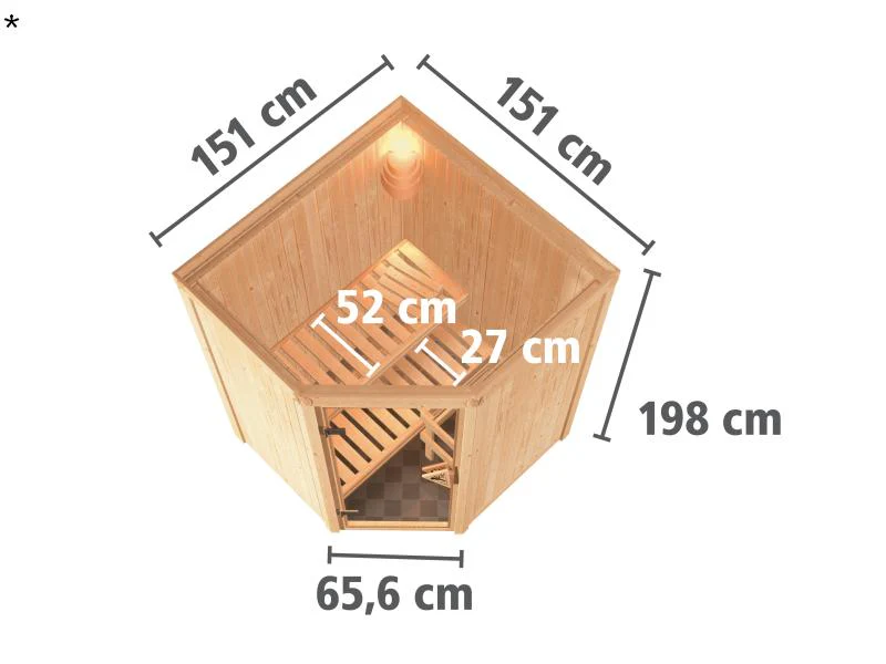Karibu Sauna Larin ohne Ofen, ohne Dachkranz, mit energiesparender Saunatür - Image 3