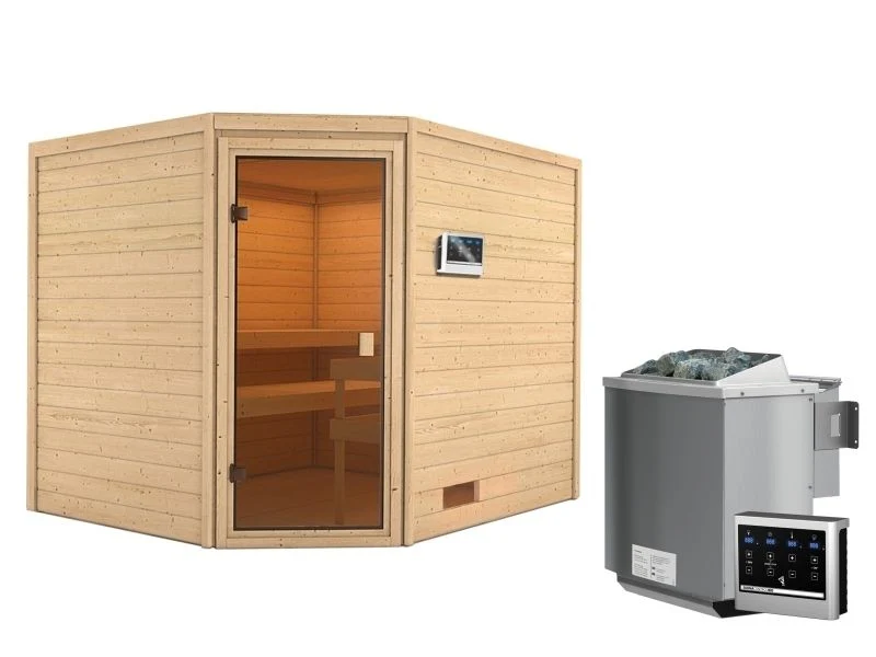 Karibu Sauna Lotta mit 9 kW Bioofen ext. Strg 38 mm - Image 4
