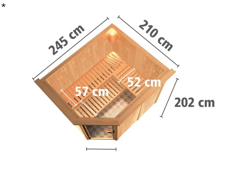 Karibu Sauna Malin inkl. 9-kW-Bioofen mit externer Steuerung, mit Dachkranz, mit energiesparender Sa - Image 3