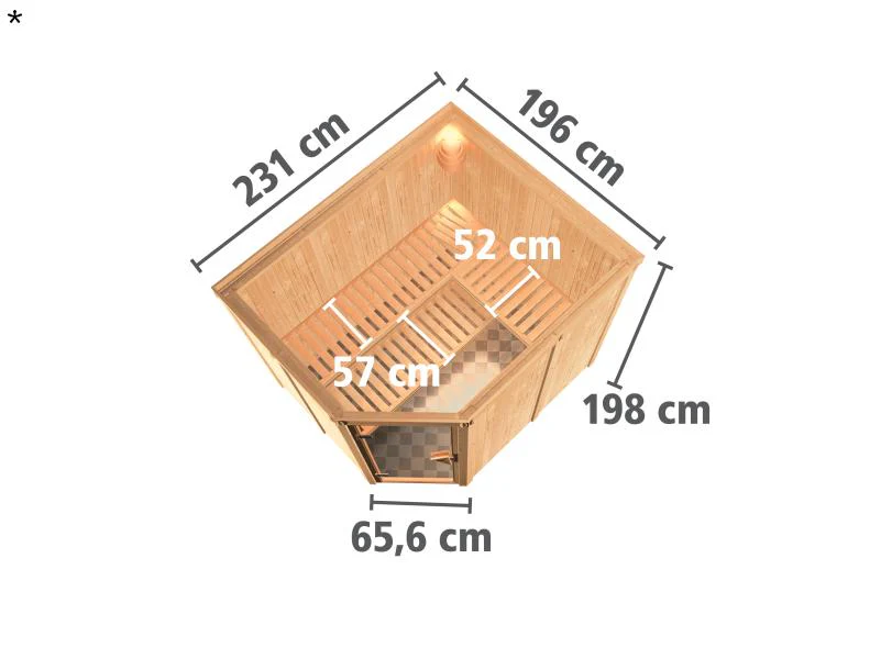 Karibu Sauna Malin ohne Ofen, ohne Dachkranz, mit Klarglas Ganzglastür - Image 3