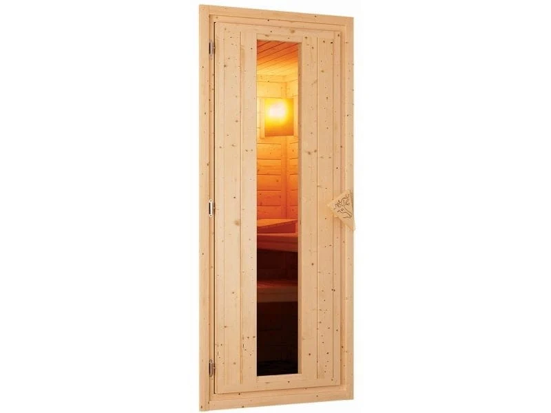 Karibu Sauna Mia inkl. 9 kW Ofen ext. Steuerung, mit energiesparender Saunatür -ohne Dachkranz- - Image 7