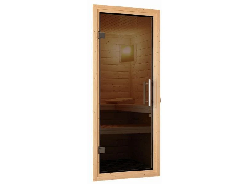 Karibu Sauna Mia inkl. 9 kW Ofen ext. Steuerung, mit moderner Saunatür -ohne Dachkranz- - Image 7