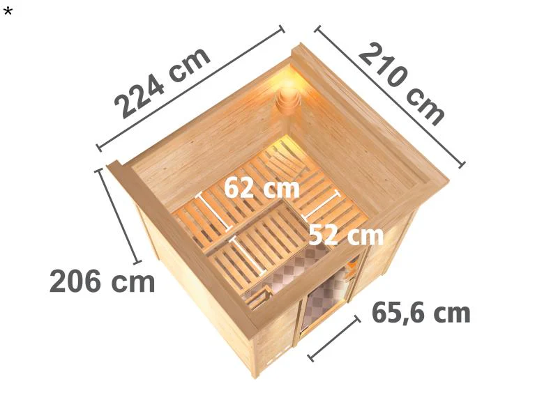 Karibu Sauna Mojave ohne Ofen, mit Dachkranz, mit energiesparender Saunatür - Image 3