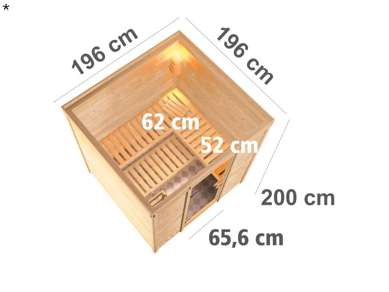 Karibu Sauna Mojave ohne Ofen, ohne Dachkranz, mit Klarglas Ganzglastür - Image 3