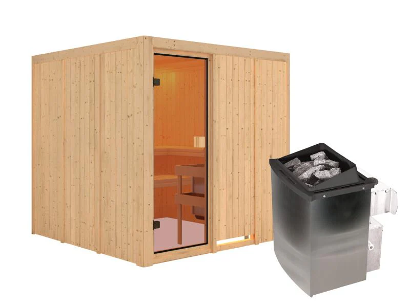 Karibu Sauna Oulu 68 mm inkl. 9 kW Ofen integrierte Steuerung - Image 2